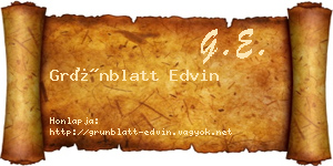 Grünblatt Edvin névjegykártya